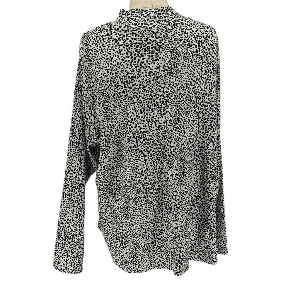 Croft &‎ Barrow Womens 2X Mock Neck Long Sleeve Leopard Print Top 100% Cotton - Picture 2 of 4